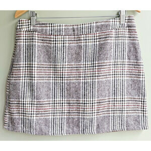 Glen Plaid Mini Skirt Size Zip Brown Cream Preppy Academia Y2K Retro Juniors XL